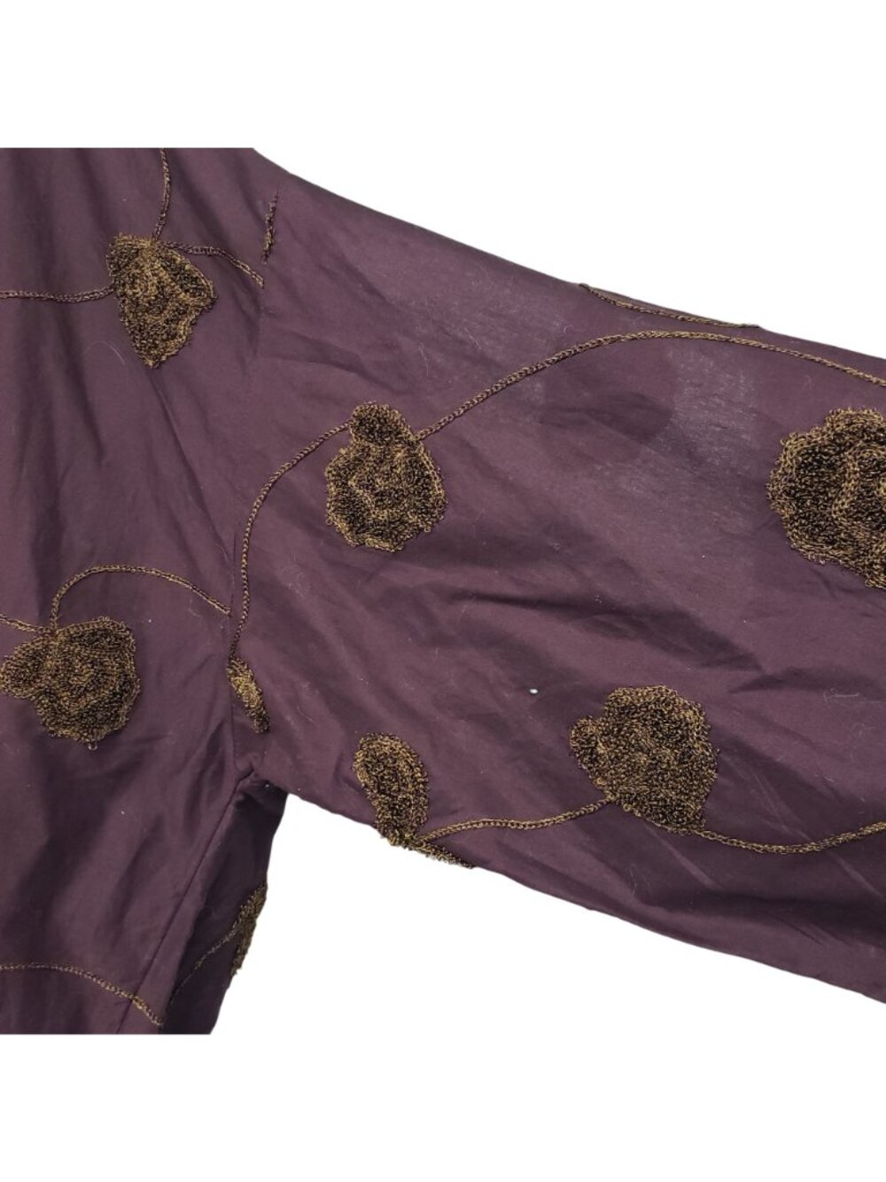 Pure Jill J Jill Valley Embroidered Purple Brown Top Fall Colors Boho Textured - Picture 3 of 11